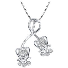Diamond Lily of the Valley Pendant Necklace In 9 Karat White Gold