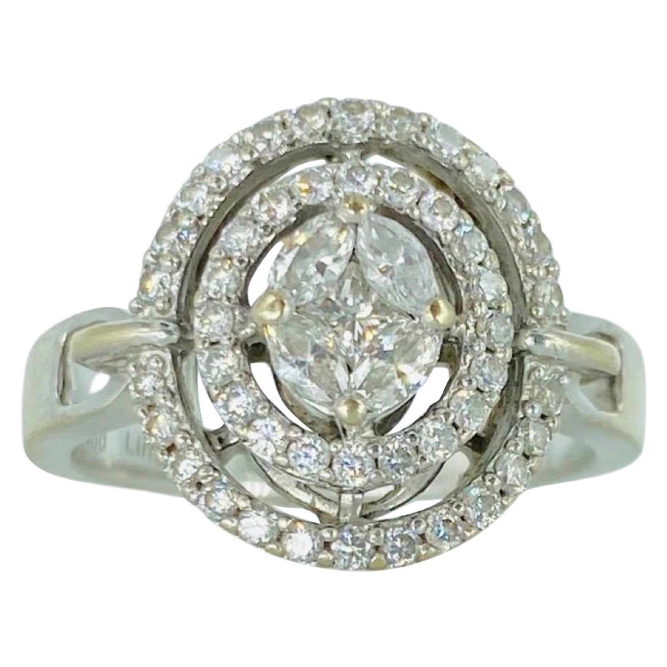 Diamant Line 0,71 Karat Diamant-Doppel Halo-Ring 18k Weißgold mit Diamanten