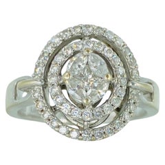 Diamond Line Anello a doppio anello con diamante da 0,71 carati in oro bianco 18 carati
