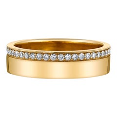 Bague en or jaune 14K avec ligne de diamants