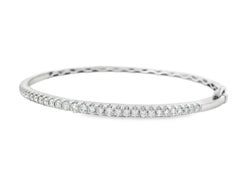 Natural Diamond 1.00 CT Line Bangle Bracelet in 14K White Gold