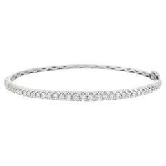 Natural Diamond 1.00 CT Line Bangle Bracelet in 14K White Gold