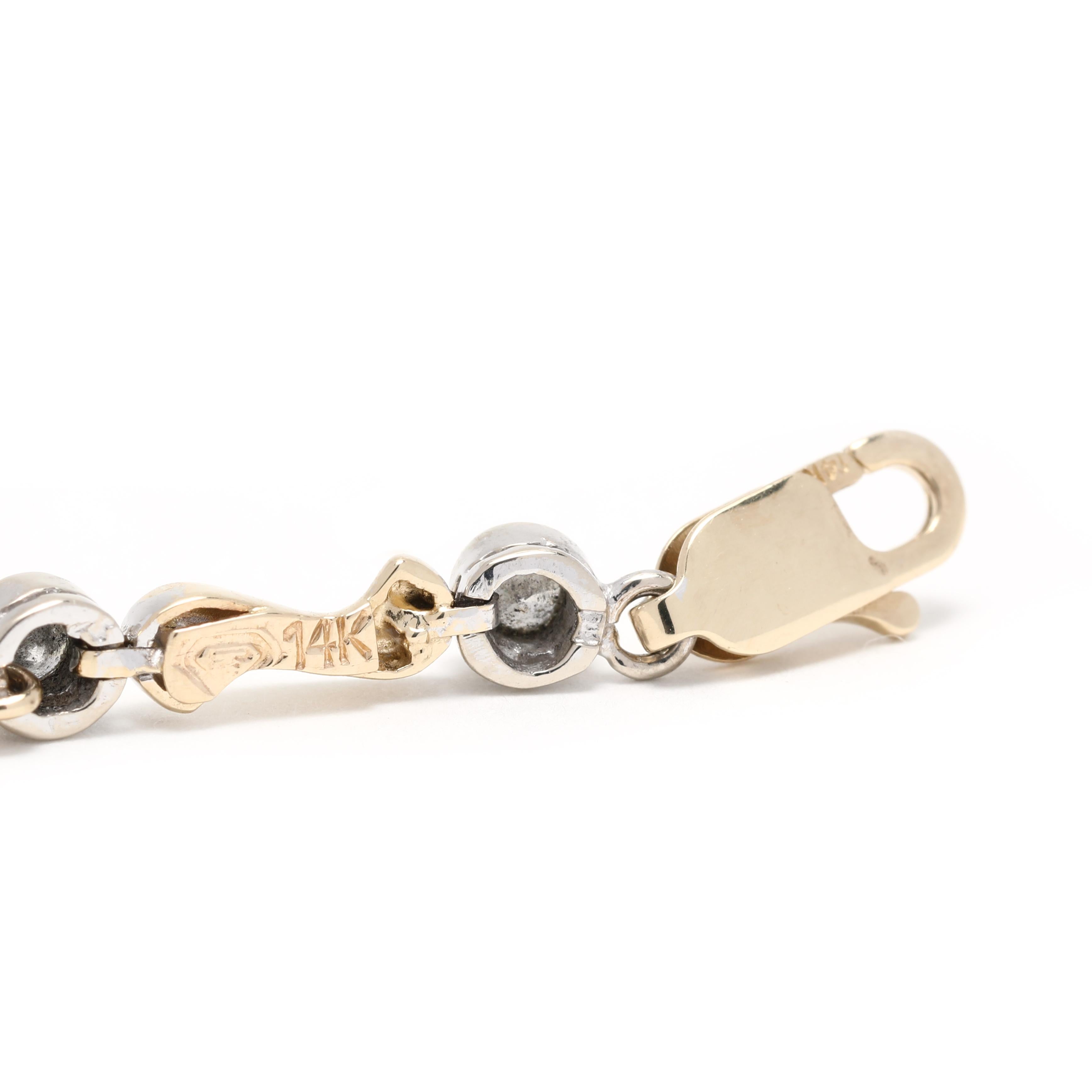Taille brillant Bracelet ligne de diamants, or jaune 14 carats, bracelet tourbillonnant de diamants en vente