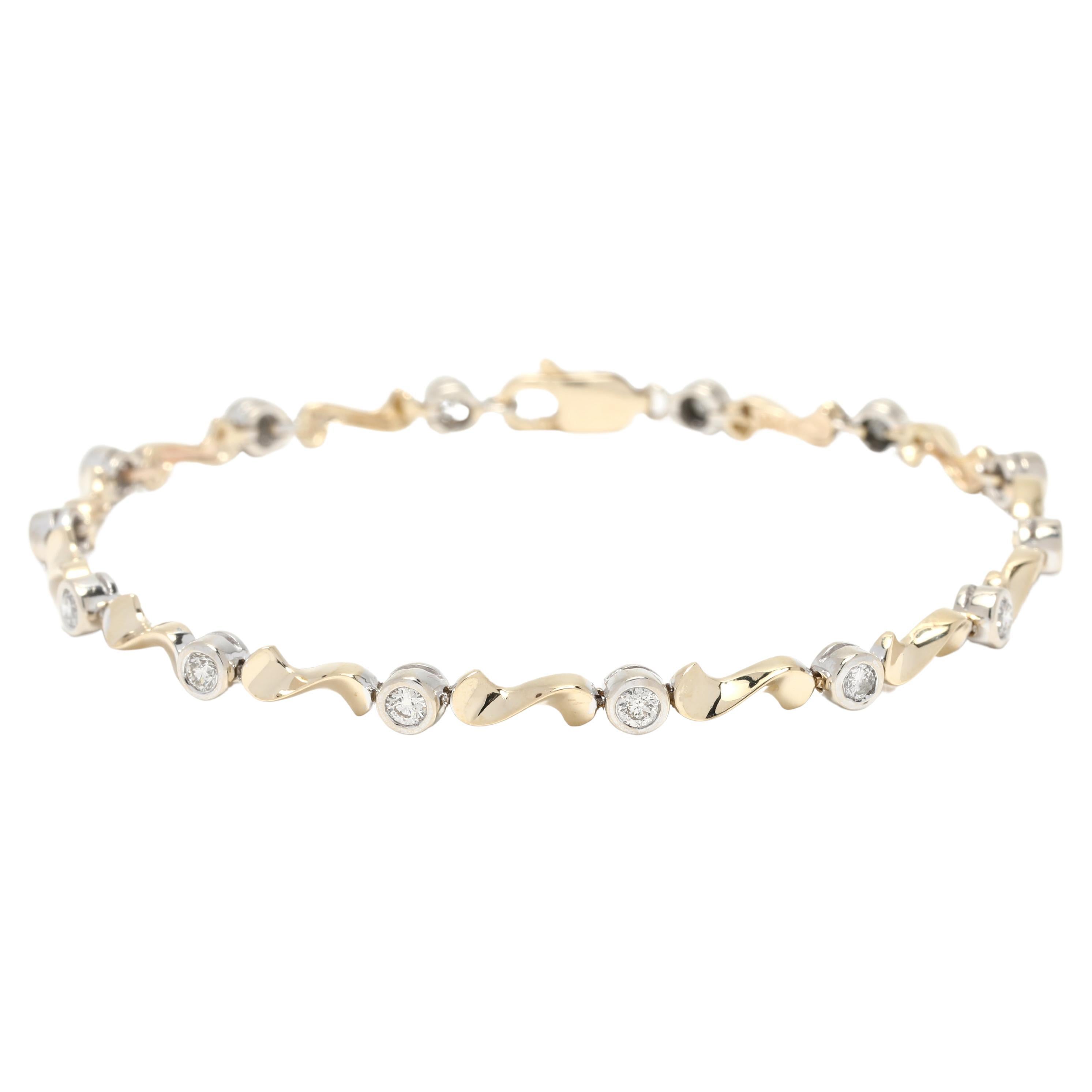 Diamant-Linien-Armband, 14k Gelbgold, Wirbel-Diamant-Armband