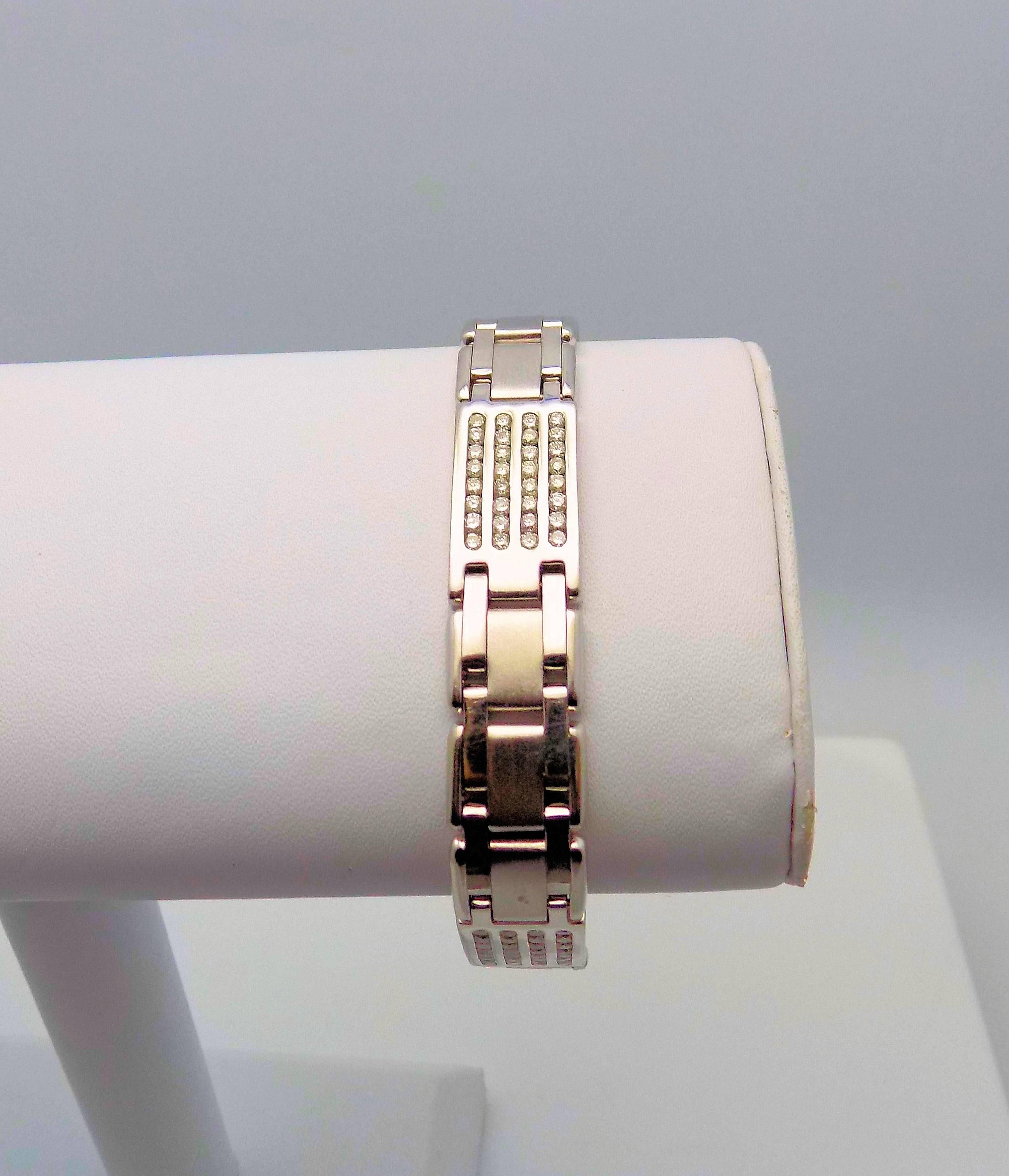 Women's or Men's Diamond Line Bracelet For Sale