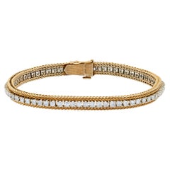 Diamond line bracelet in 14k white & yellow gold with round diamonds
