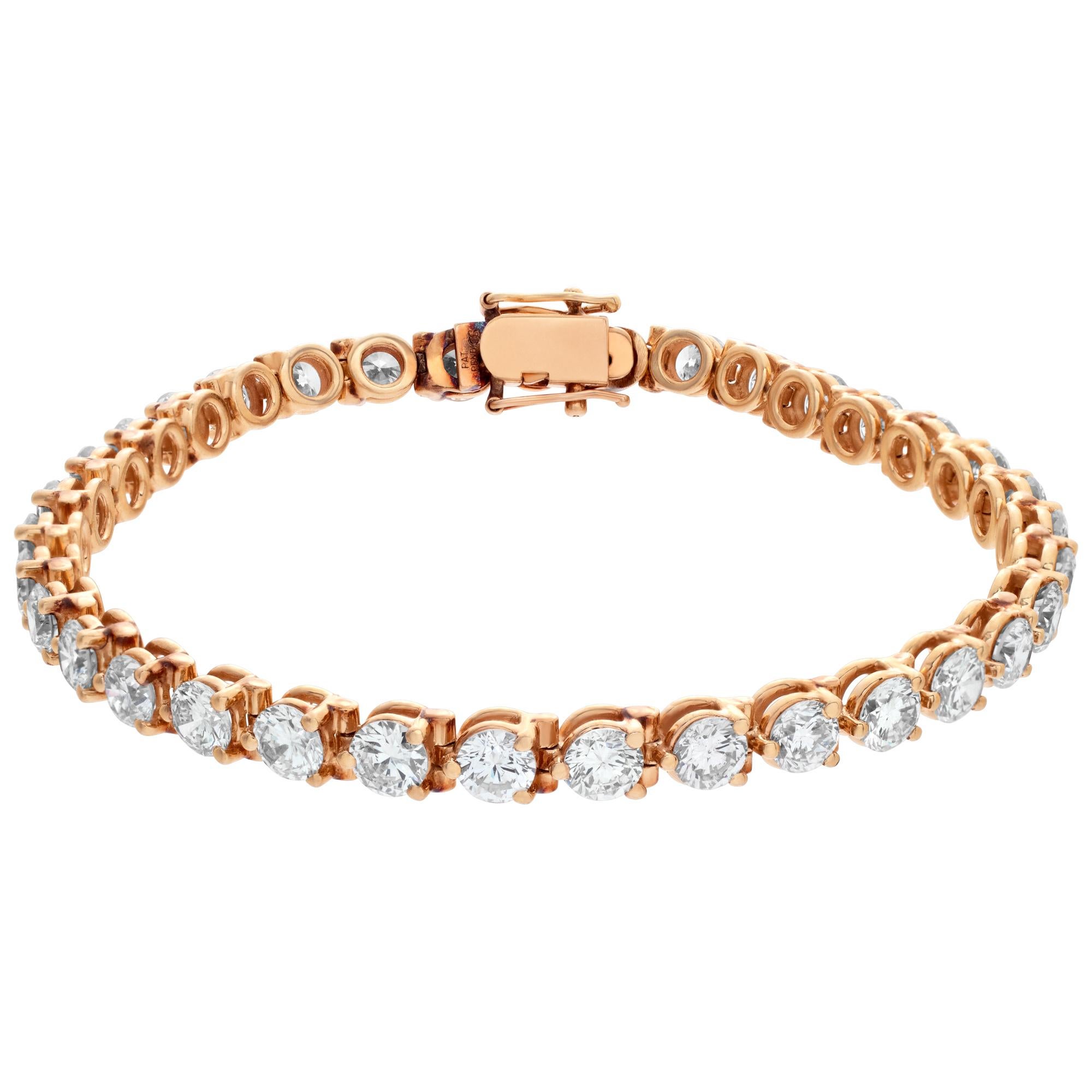 Bracelet ligne de diamants en or jaune 14k avec environ 10 carats de diamants Excellent état - En vente à Surfside, FL