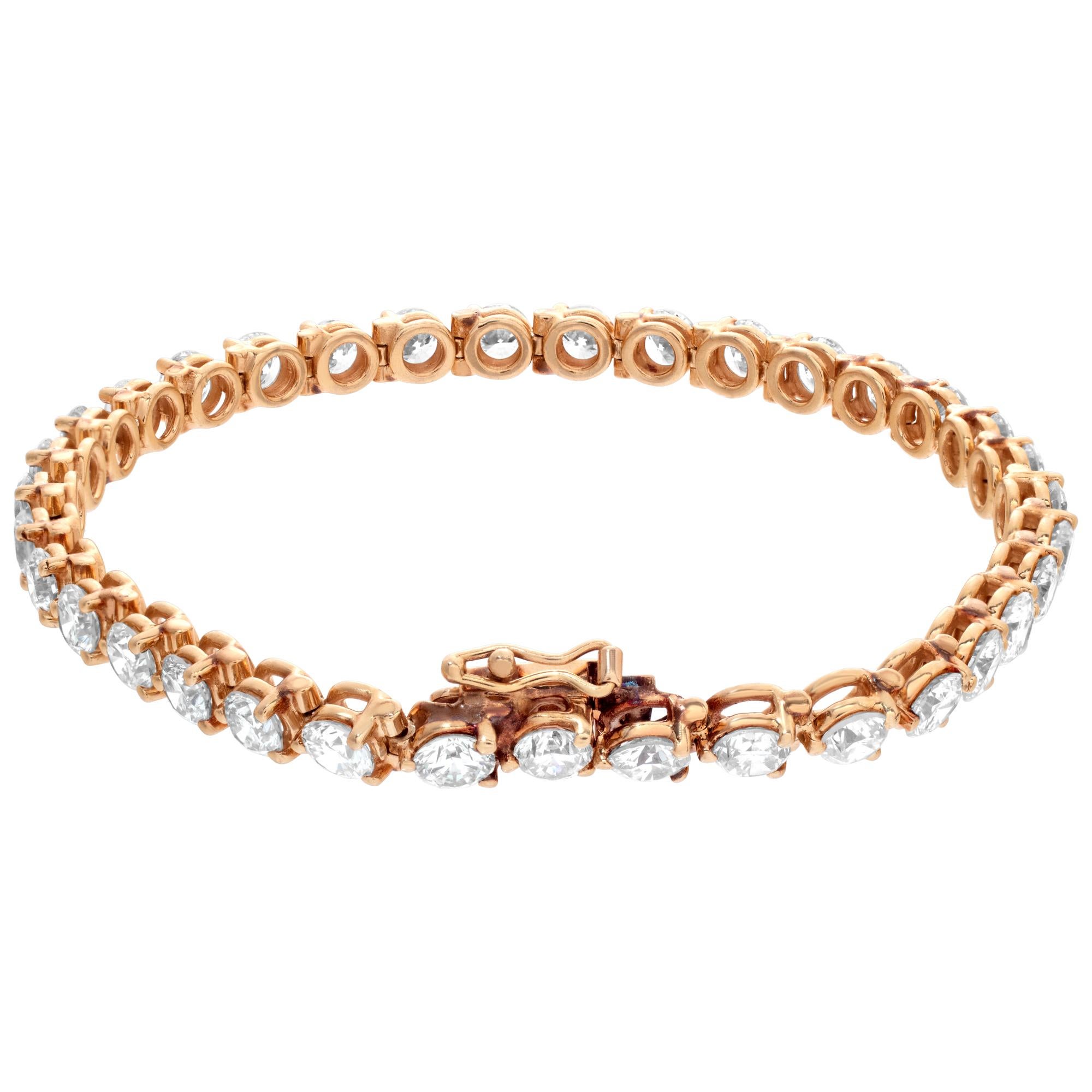 Bracelet ligne de diamants en or jaune 14k avec environ 10 carats de diamants Pour femmes en vente
