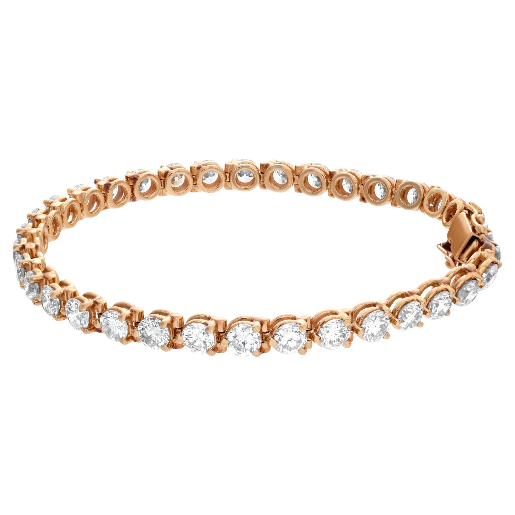 Bracelet ligne de diamants en or jaune 14k avec environ 10 carats de diamants en vente