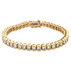Vintage Diamond Line Bracelet in 14k Yellow Gold with over 7 Carats in Round Diamonds
