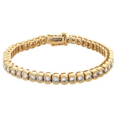 Diamant-Line-Armband aus 14 Karat Gelbgold mit runden Diamanten von über 7 Karat