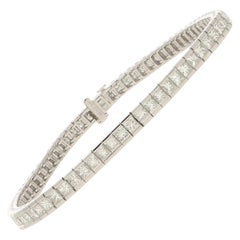Princess Cut Diamond Line Bracelet in 18 Carat White Gold Set with 5.42ct