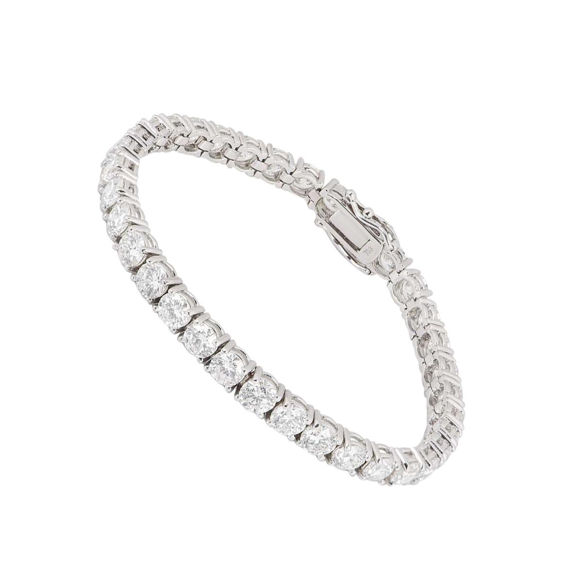 Diamond Line Bracelet Tennis Bracelet Round Cut Diamonds 10.50 Carat