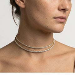6.00ct Diamond Line Choker 14K Yellow Gold Necklace