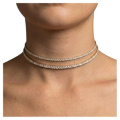 6.00ct Diamond Line Choker 14K Yellow Gold Necklace