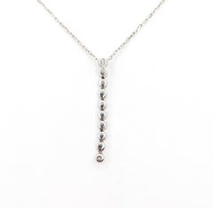 Diamond Line Drop Necklace in 18k White Gold