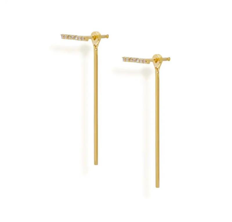 Diamond Line Ear jacket Earring 14K Yellow Gold Diamond Jacket Birthday Earring
Light weight can be worn everyday

Additional information:
Condition: New with tags: A brand-new, unused, and unworn item (including handmade items) in the original