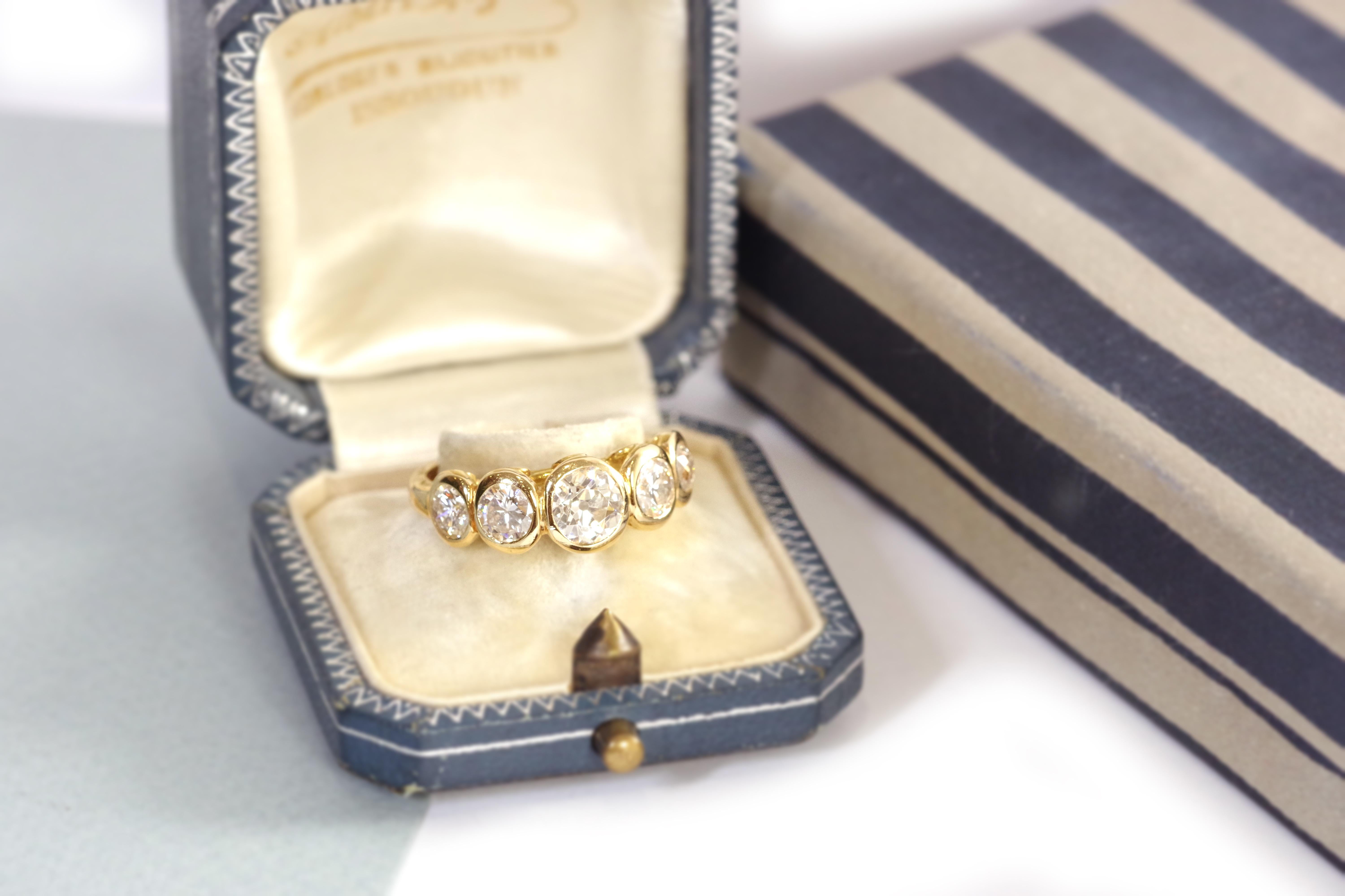 Diamond line ring in 18k yellow gold, garter ring For Sale 5