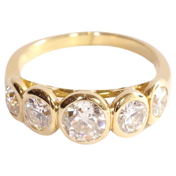 Diamond line ring in 18k yellow gold, garter ring For Sale