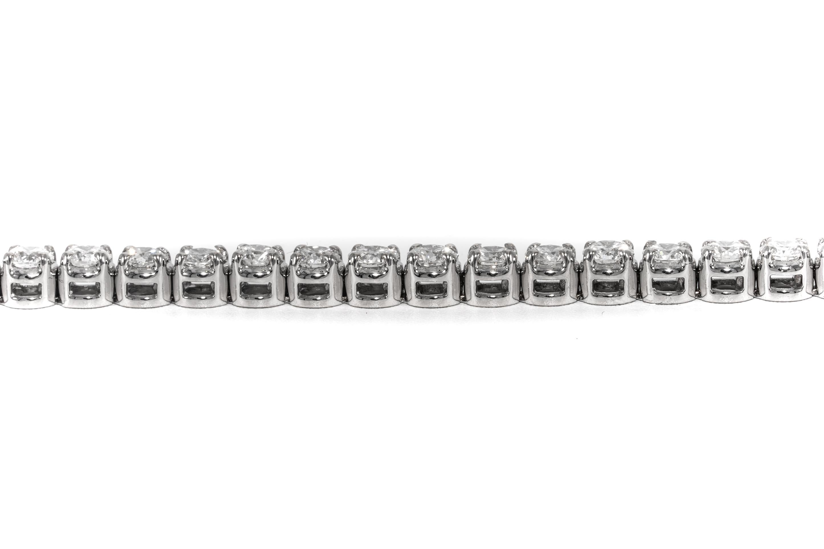 Contemporary Diamond Line Tennis Bracelet, 6.83 Carat Total in 18K, by The Diamond Oak