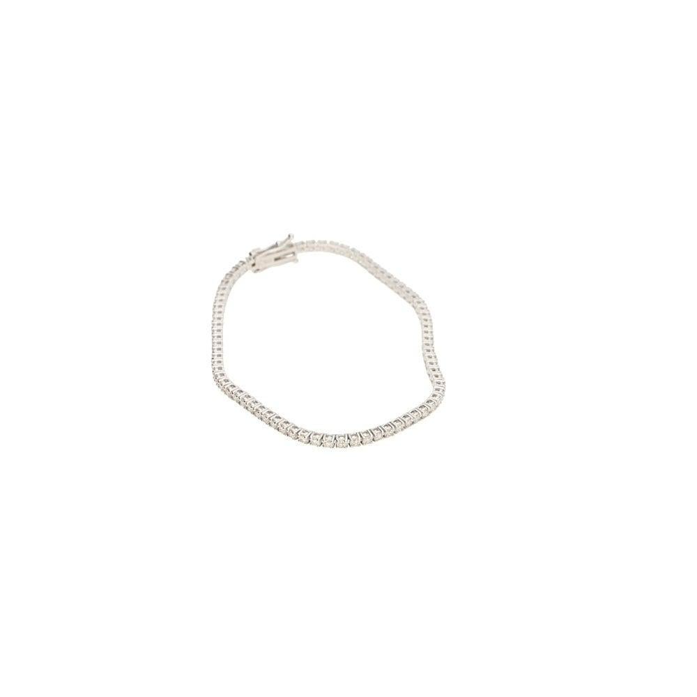 Round Cut Diamond Line / Tennis Bracelet Set in 18 Karat White Gold For Sale