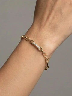 Diamond Link 14K (Custom) Yellow Gold Chain Bracelet
