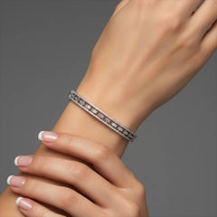 Diamond Link 14K (or 18k upon request) White Gold Pattern Bangle Bracelet