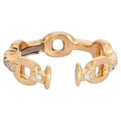 Diamond Link 14K (or 18k upon request) Yellow Gold Ear Cuff Earrings