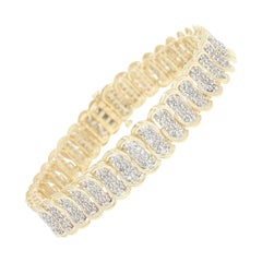 Diamond Link Bracelet, 10 Karat Yellow Gold Round Brilliant 4.00 Carat