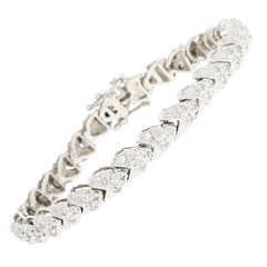 Vintage Diamond Link Bracelet, 14 Karat White Gold Round Cut 1.00 Carat