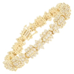 Diamond Link Bracelet, 14 Karat Yellow Gold Round Brilliant 6.00 Carat