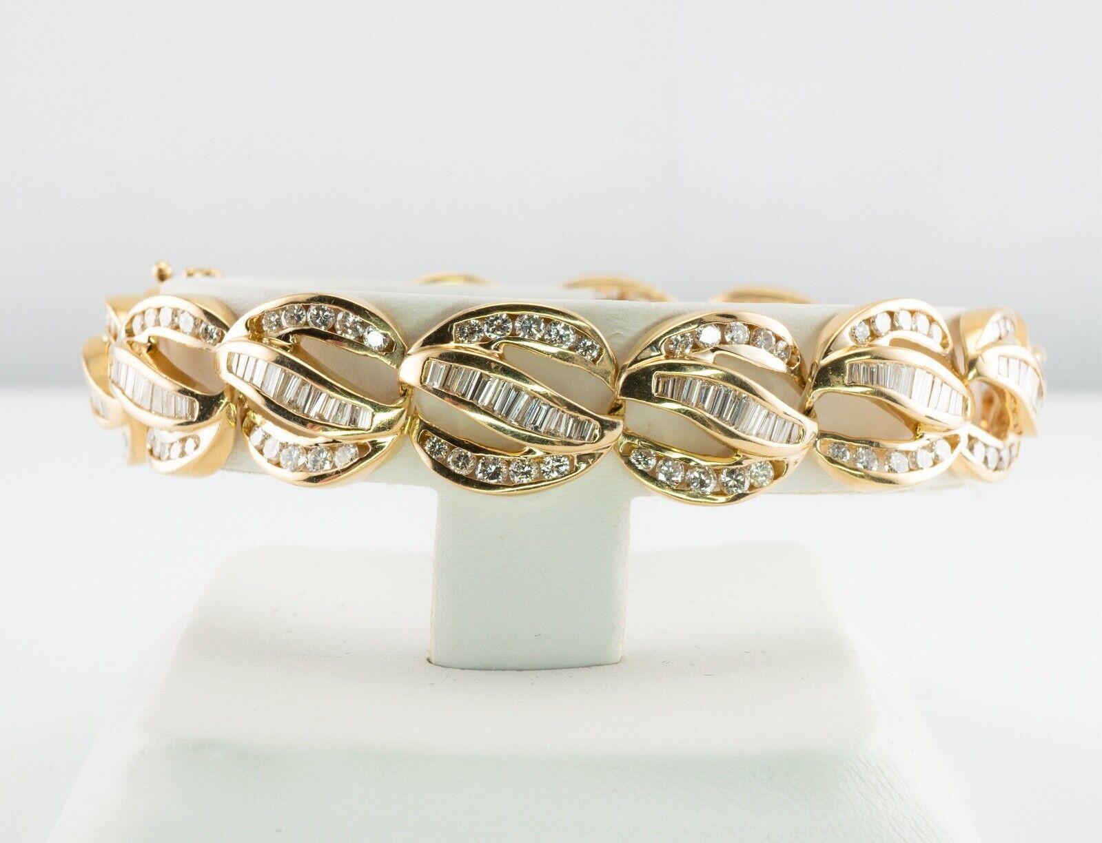 Bracelet à maillons en or 14 carats avec diamants 6,44 TDW en vente 1