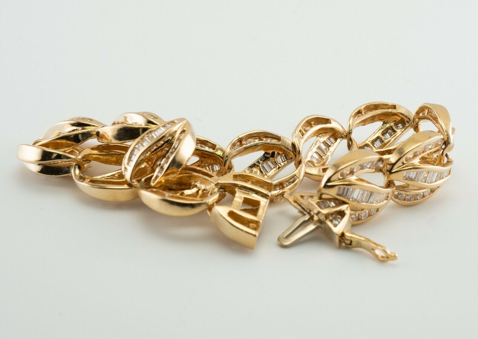 Bracelet à maillons en or 14 carats avec diamants 6,44 TDW en vente 2