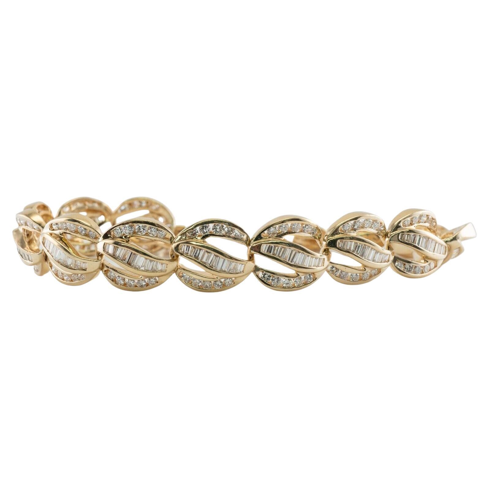 Bracelet à maillons en or 14 carats avec diamants 6,44 TDW en vente