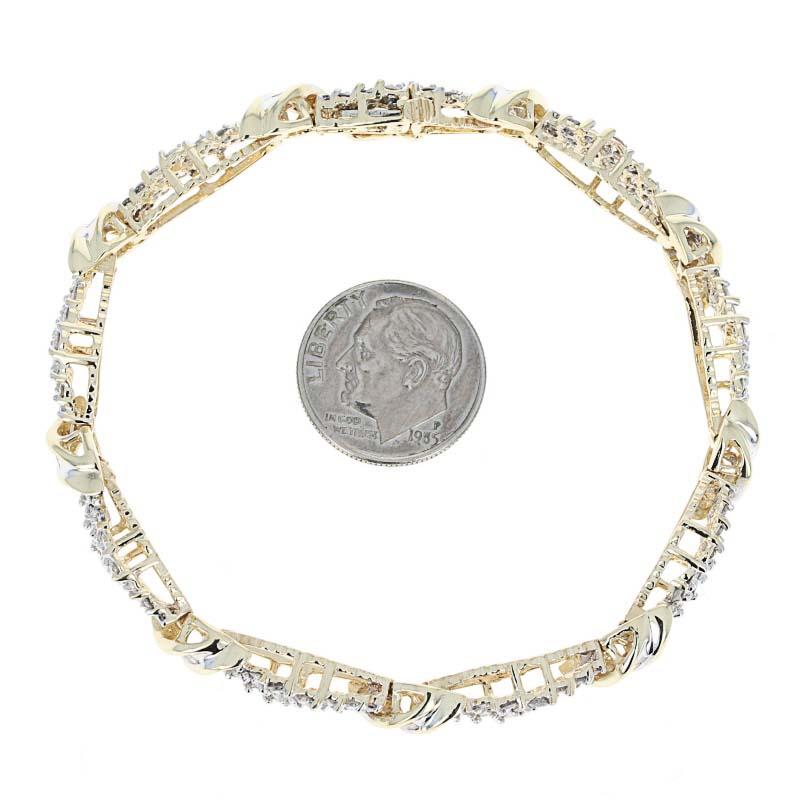 Diamond Link Bracelet, 14 Karat Yellow Gold Clusters Round Cut 4.00 Carat 2