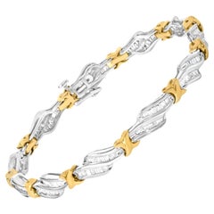 Diamond Link Bracelet Baguette Cut 2.05 Carats 10K Gold