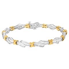 Bracelet à maillons en or 10 carats avec diamants taille baguette 2,05 carats