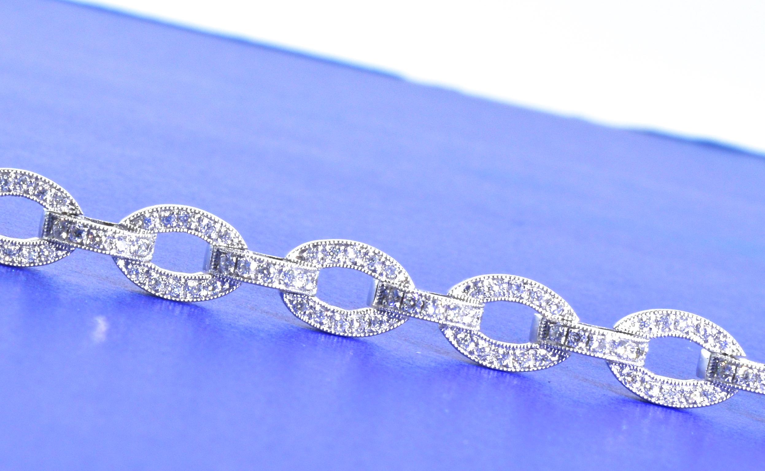 Women's or Men's Diamond Link Bracelet, Contemporary