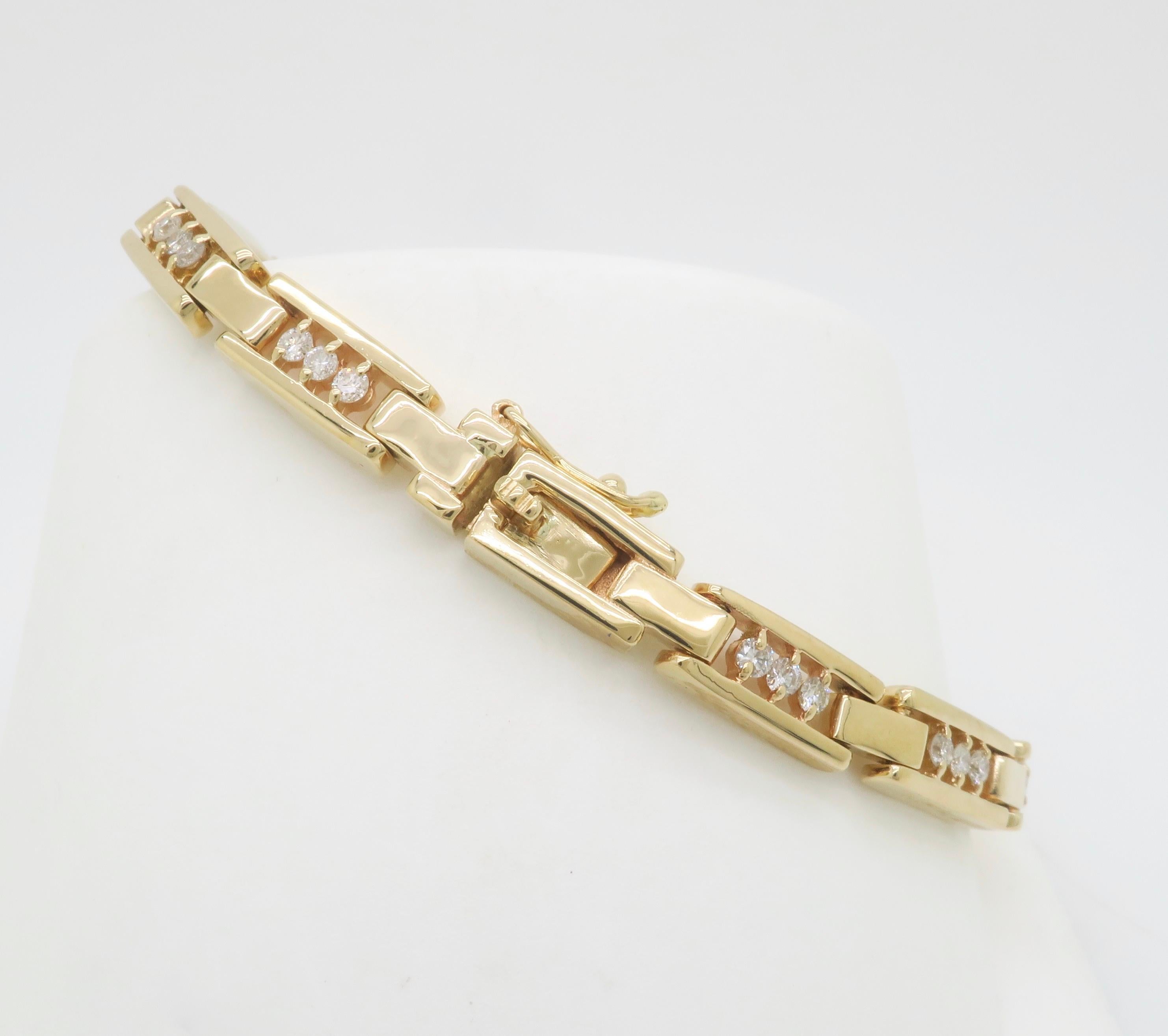 Bracelet à maillons en or jaune 14 carats Neuf - En vente à Webster, NY