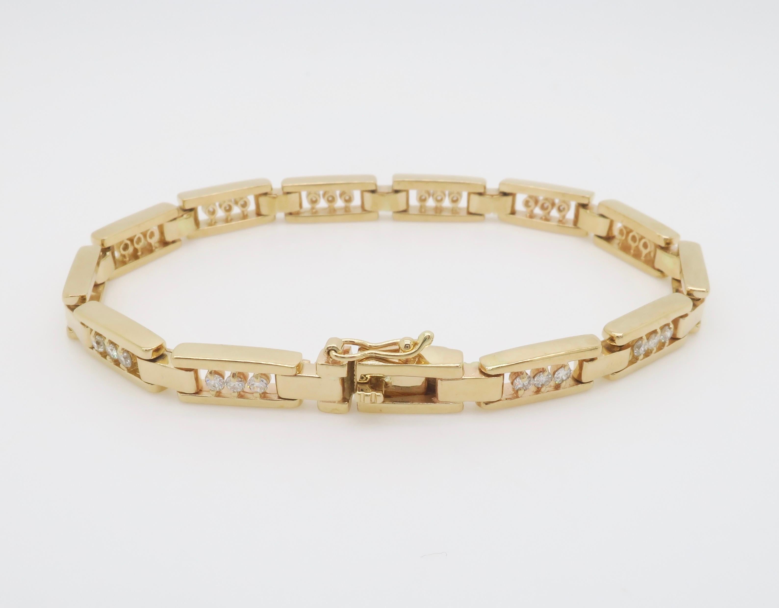 Bracelet à maillons en or jaune 14 carats Unisexe en vente
