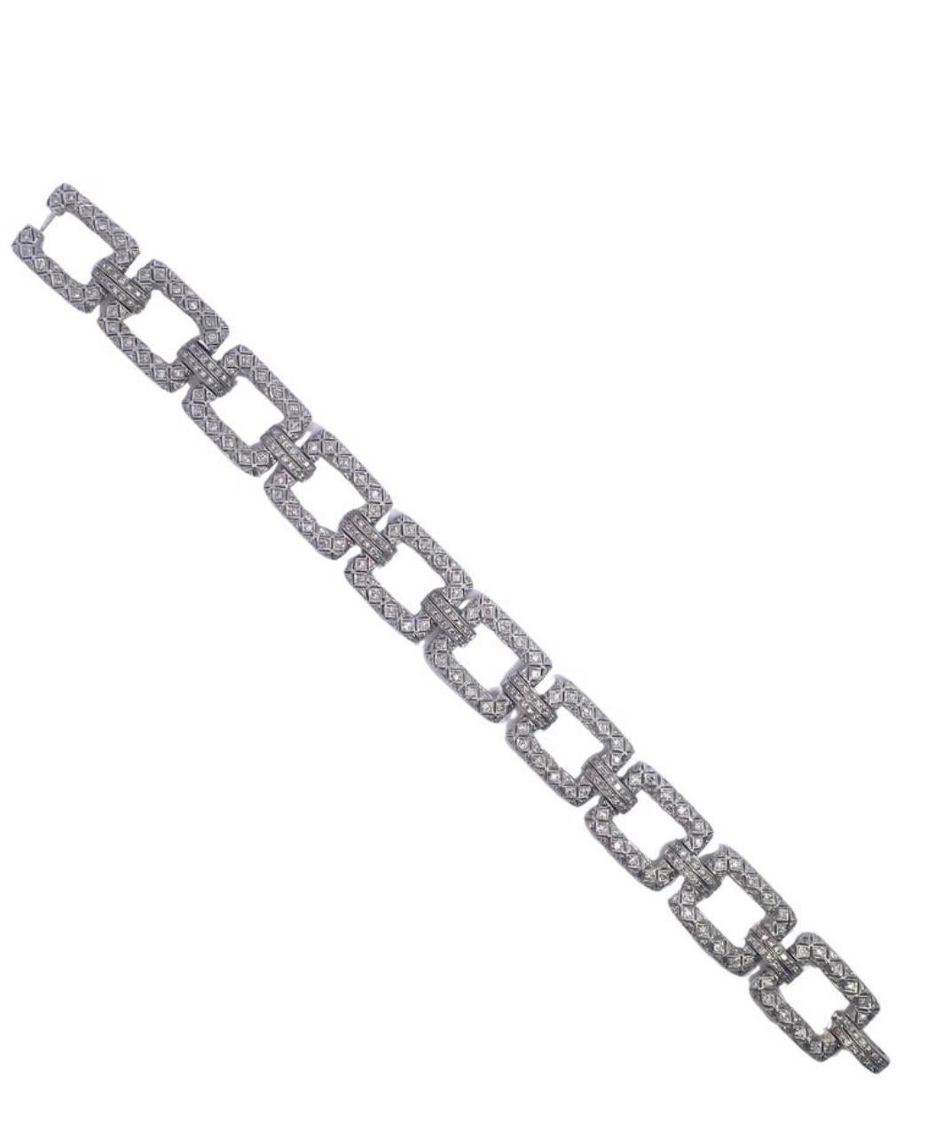 Round Cut Diamond Link Bracelet  For Sale