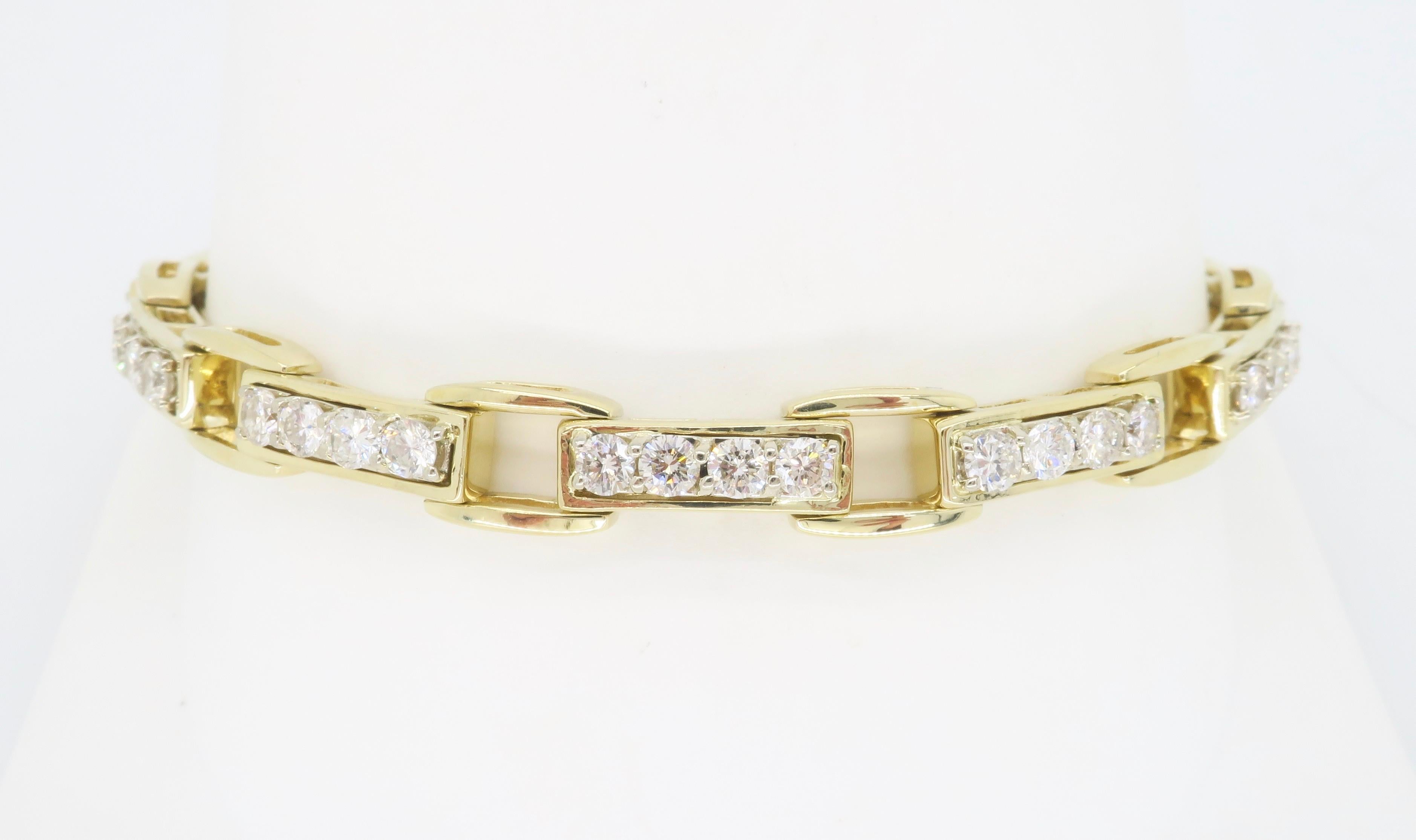 Diamond Link Bracelet In Excellent Condition In Webster, NY