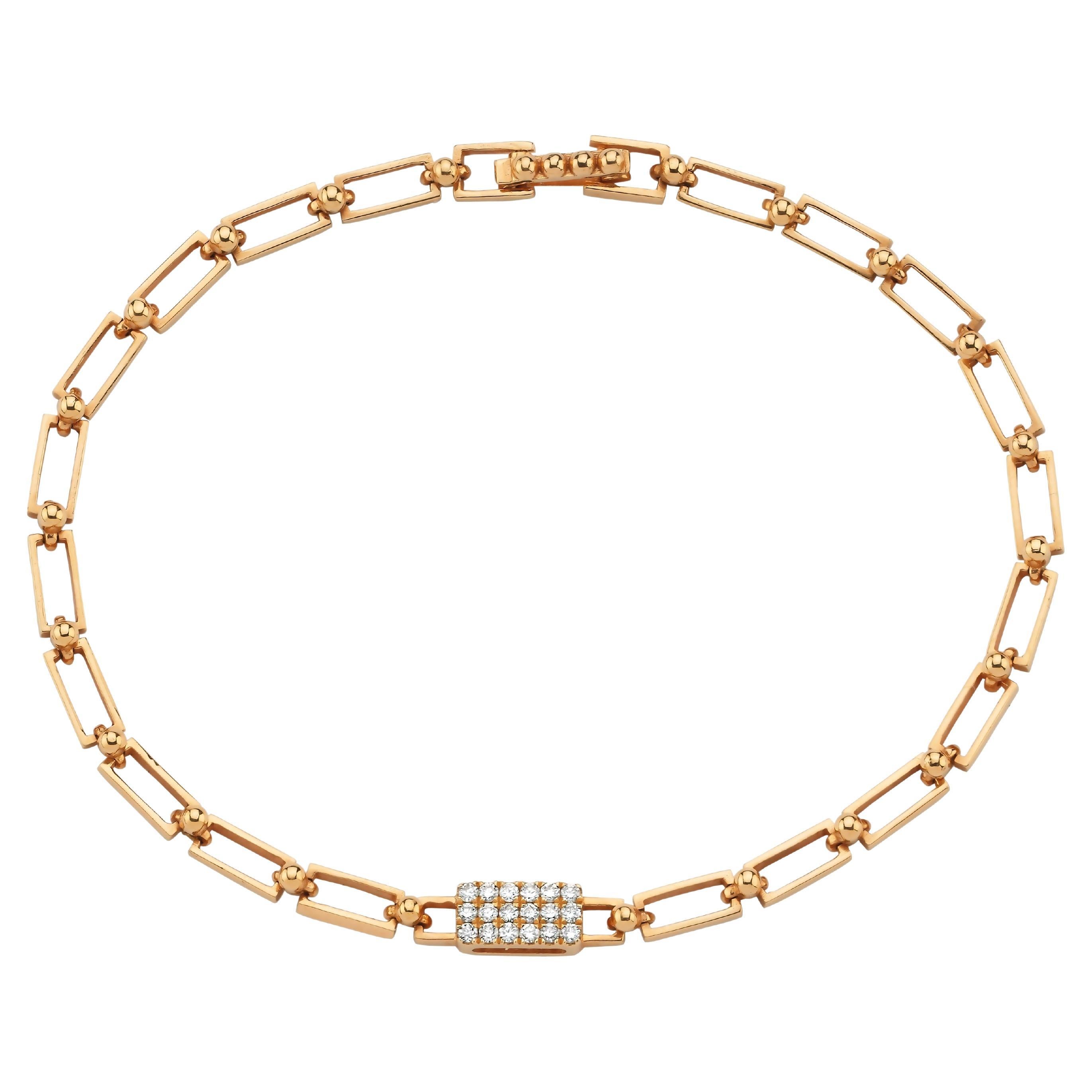 18k Rose Gold  Links Pave Diamond Bracelet