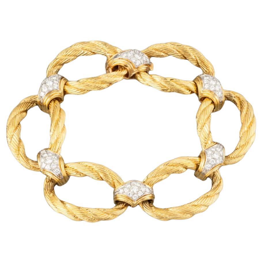 18k Gold Diamond Link Bracelet For Sale