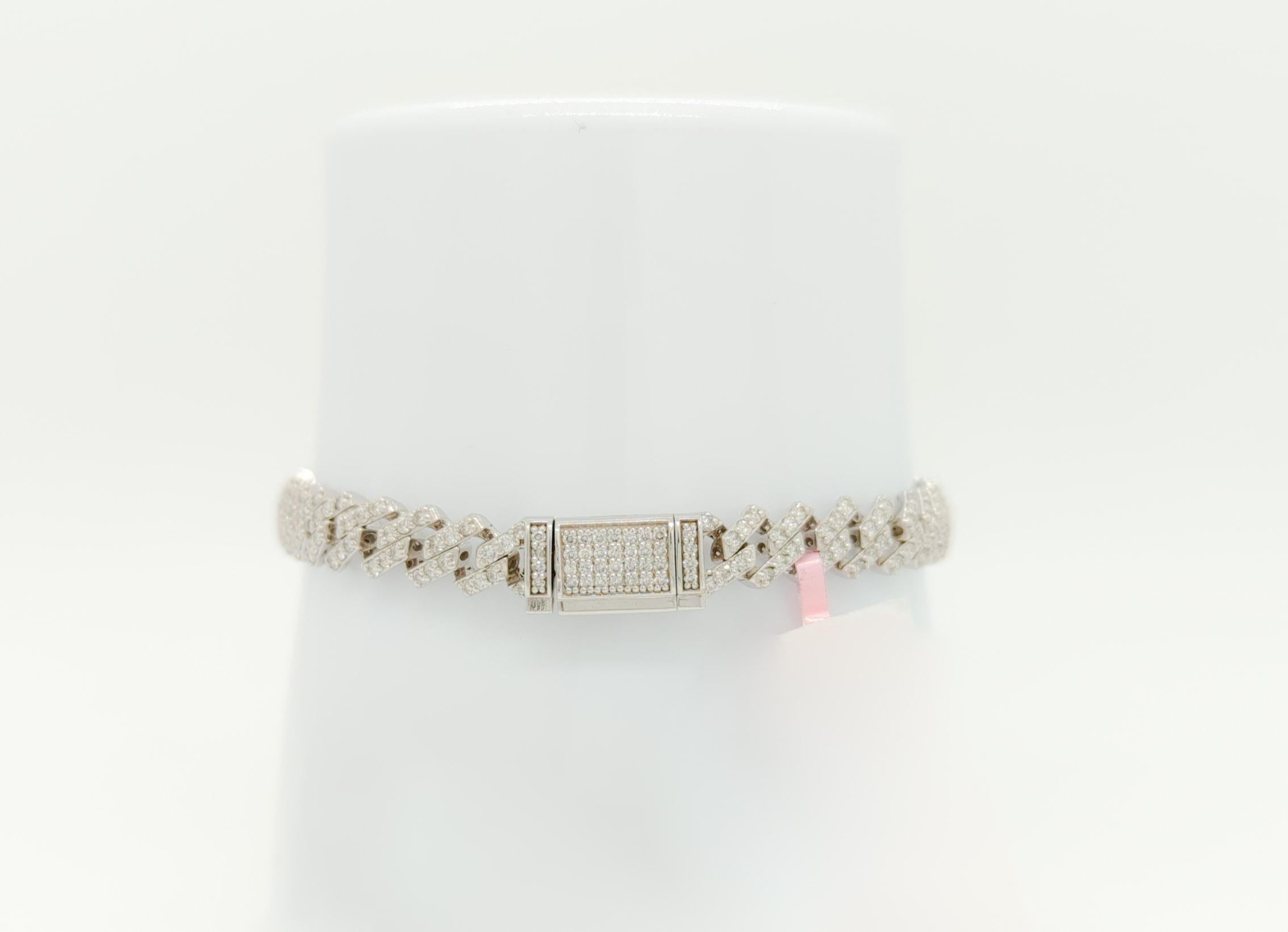 Diamond Link Bracelet in 14k White Gold In New Condition In Los Angeles, CA