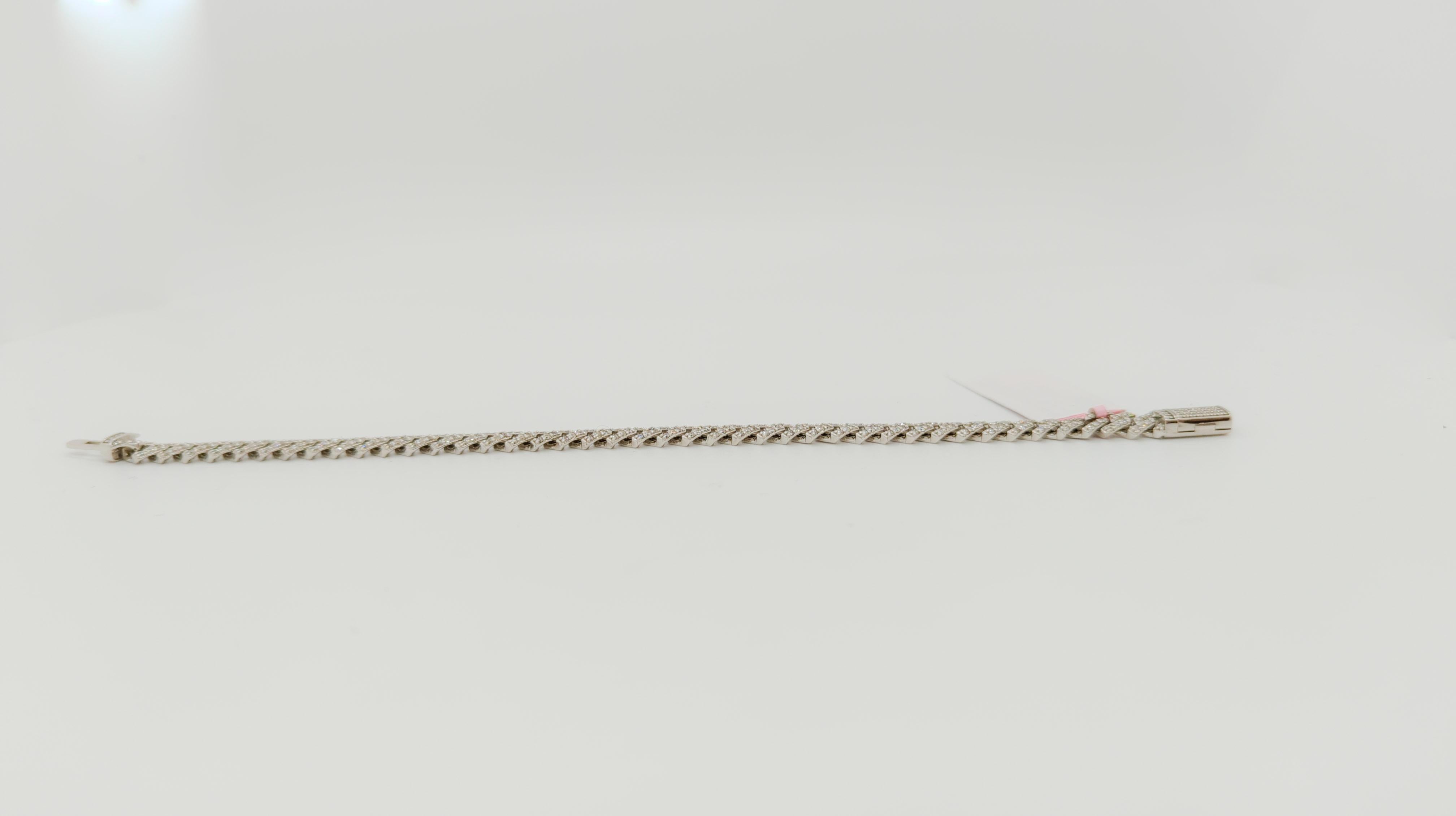 Women's or Men's Diamond Link Bracelet in 14k White Gold