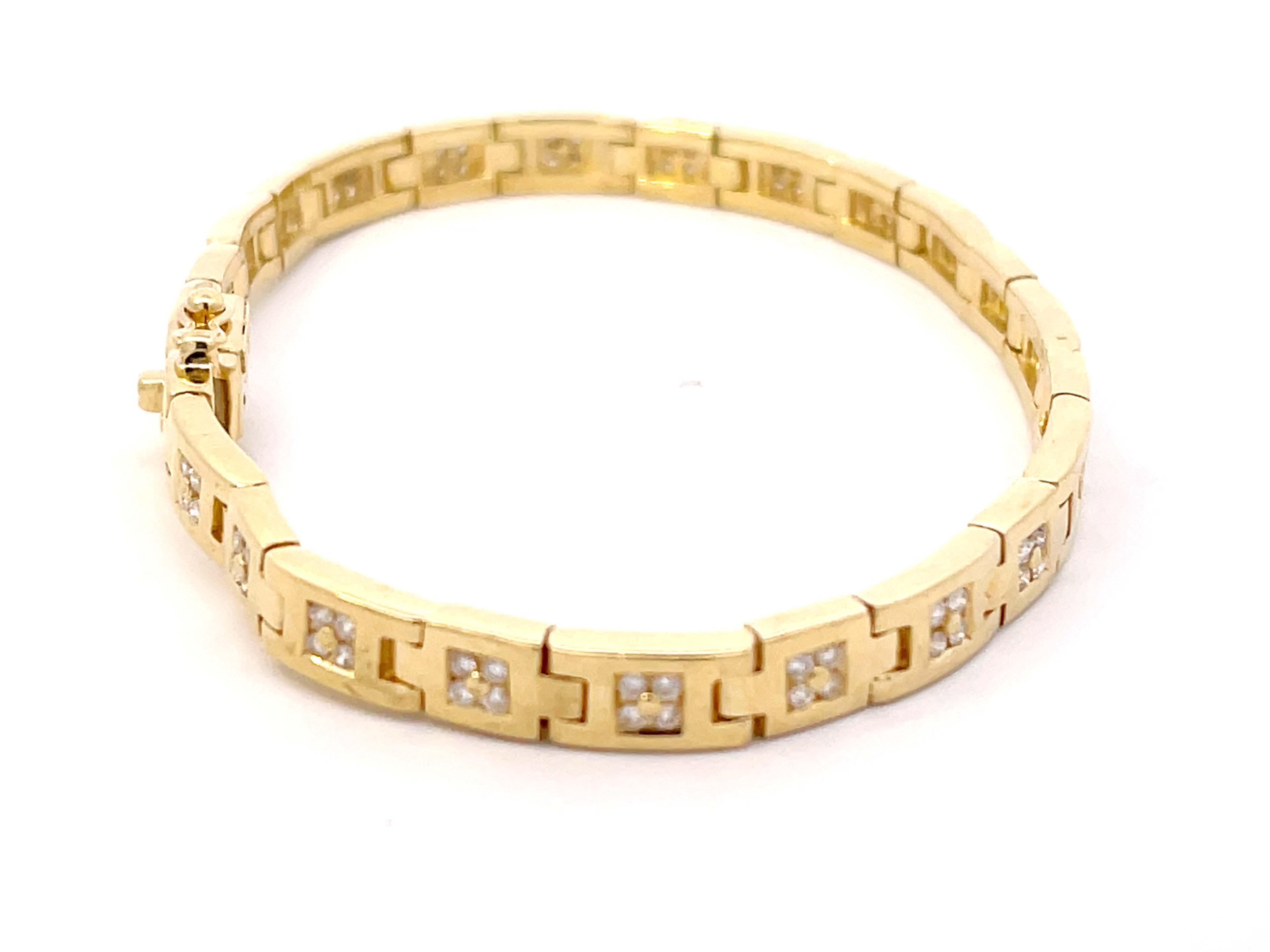 Moderne Bracelet à maillons en or jaune 14 carats et diamants en vente
