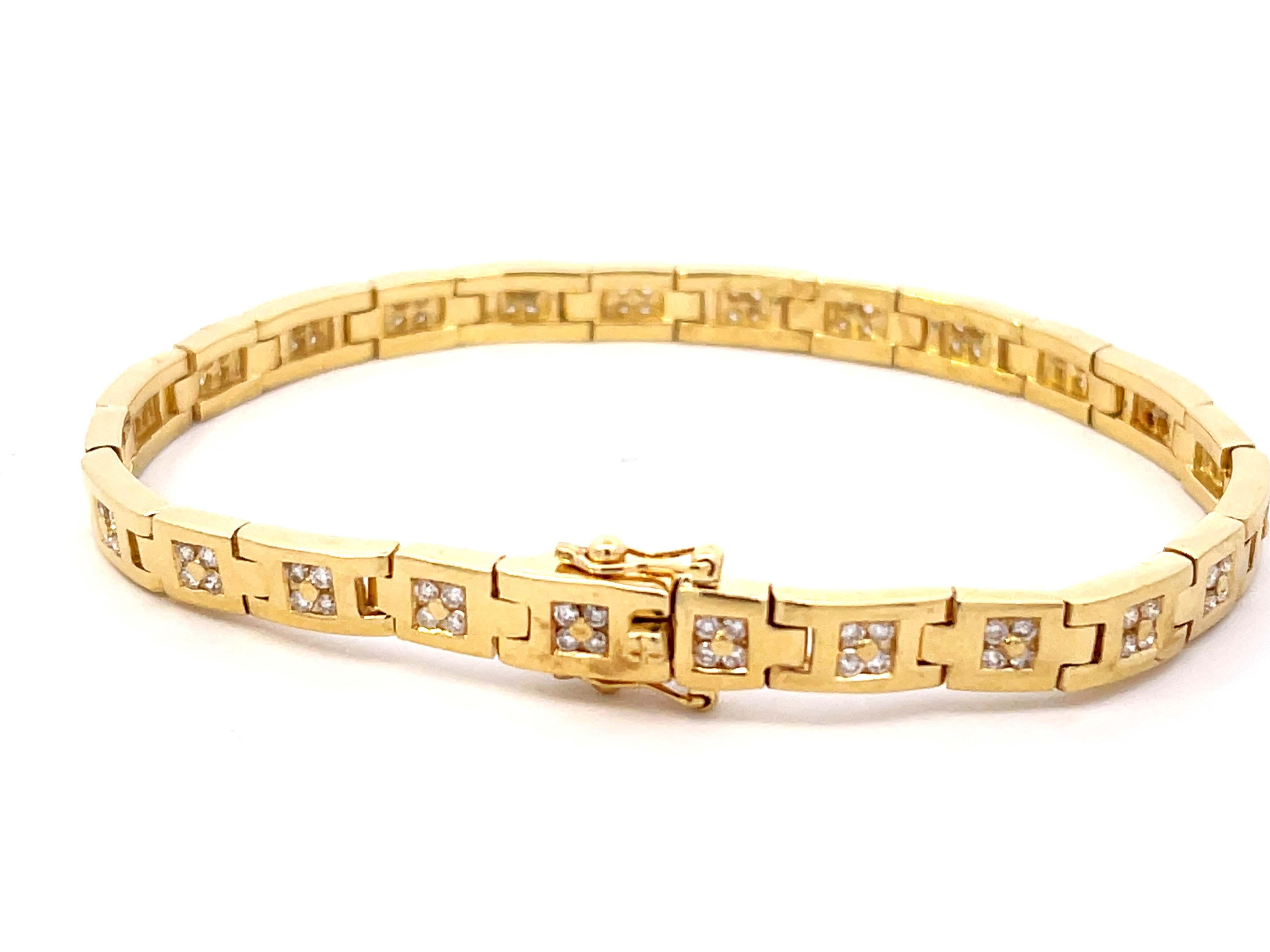 Women's Diamond Link Bracelet in 14k Yellow Gold For Sale