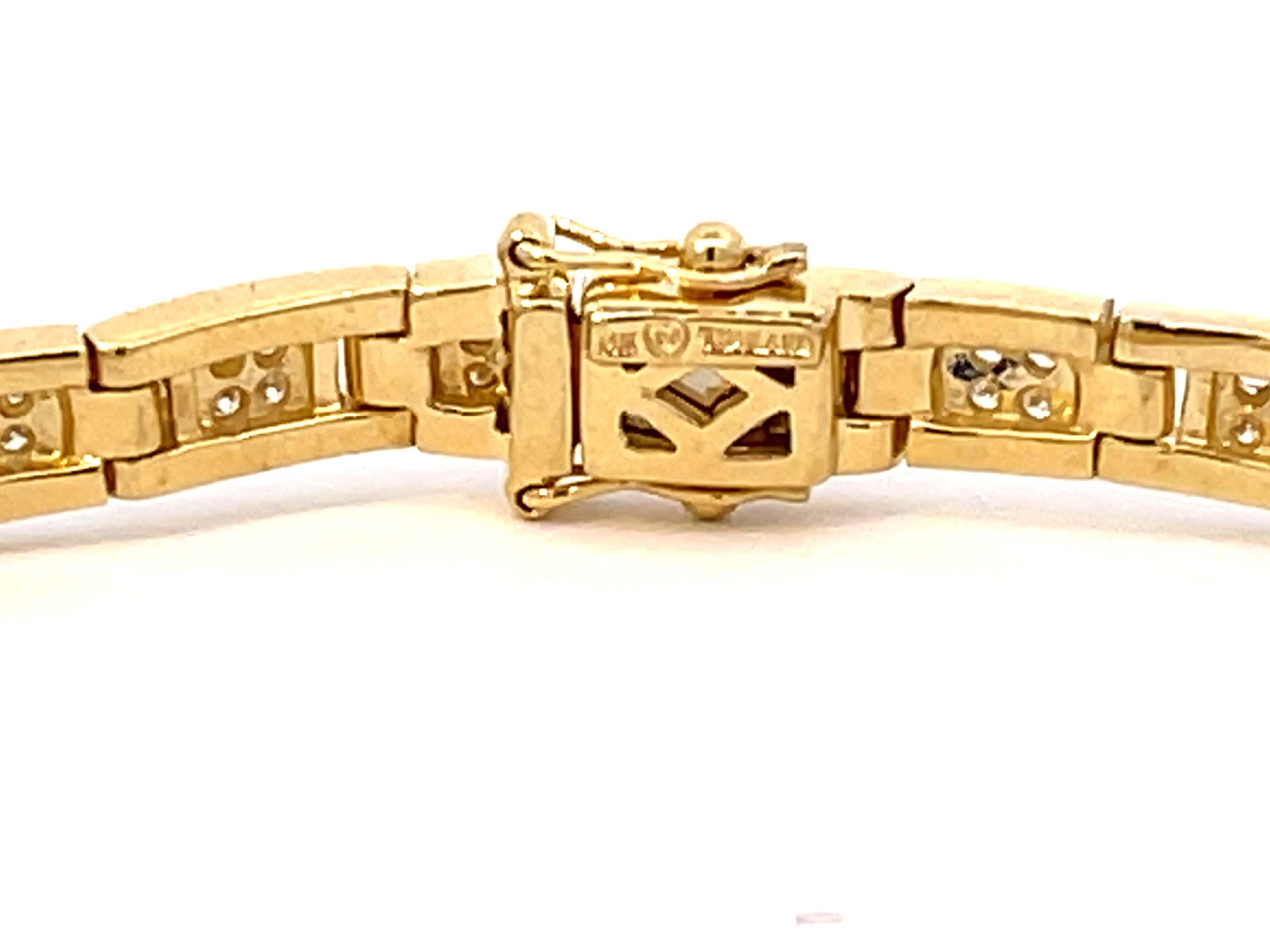 Diamond Link Bracelet in 14k Yellow Gold For Sale 1