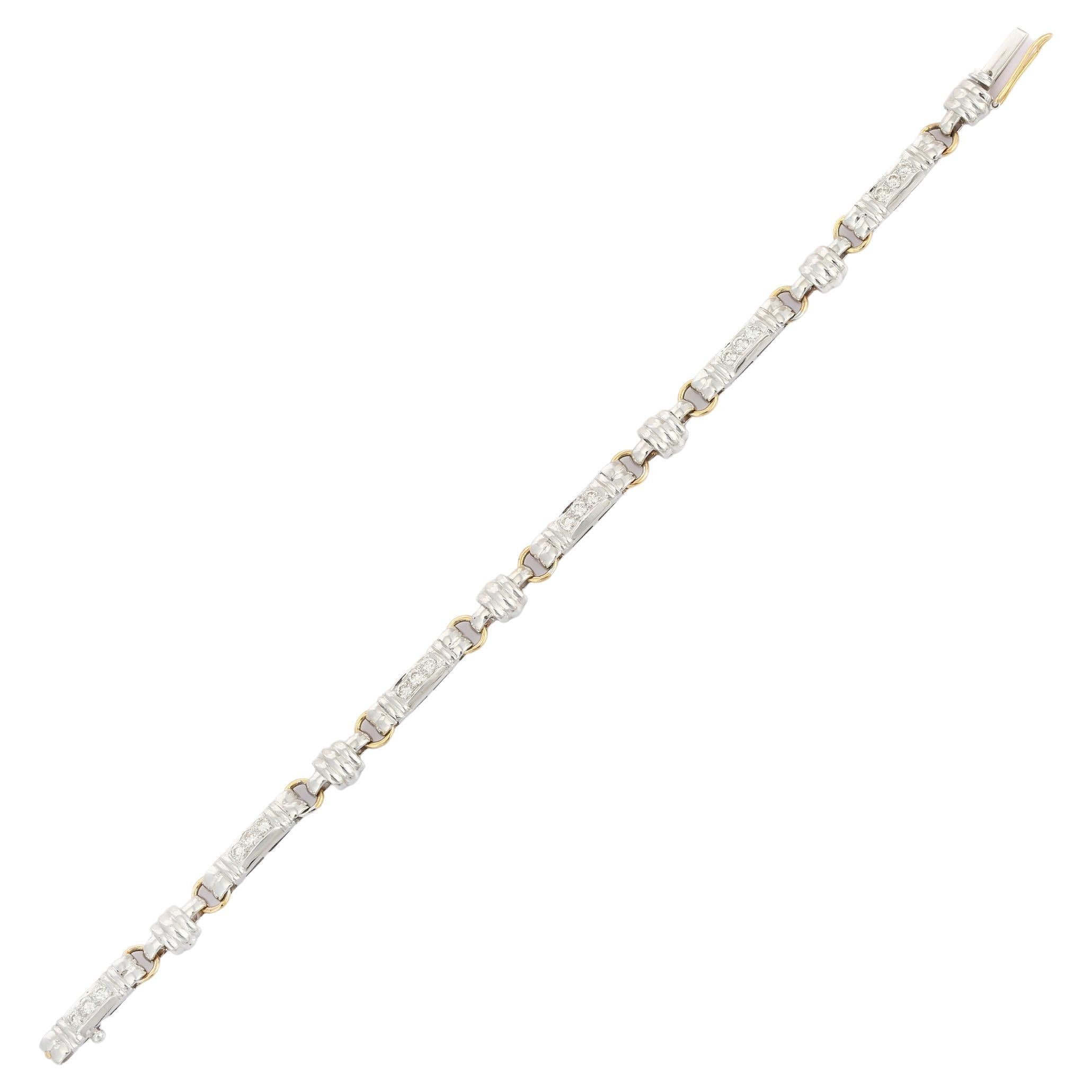 Diamant-Gliederarmband aus 18 Karat Weißgold für Herrenschmuck mit Diamanten  (Moderne) im Angebot